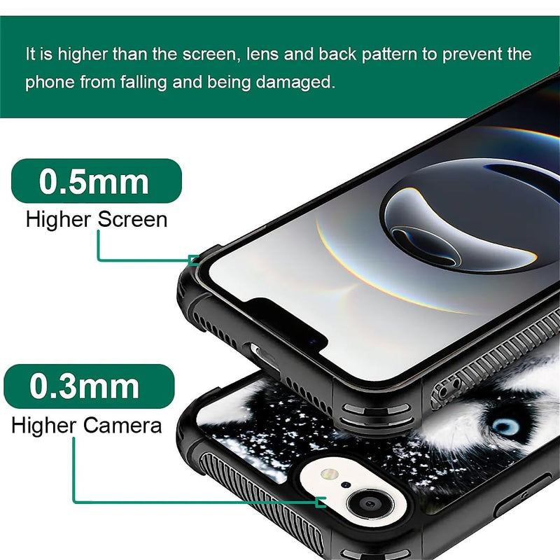CARLOCA Compatible with iPhone 16e Case, Design for Girl Shockproof Anti-Scratch Hard PC Back Case Fashion Pattern Husky Dog Muzzle Blue Eye - PawsPlanet Australia