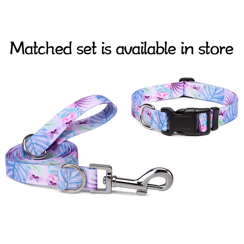 Adjustable Dog Collar with Patterns, Ultra Comfy Soft Nylon Breathable Pet Collar for Small Medium Large Dogs (S, Purple Flower) S - PawsPlanet Australia