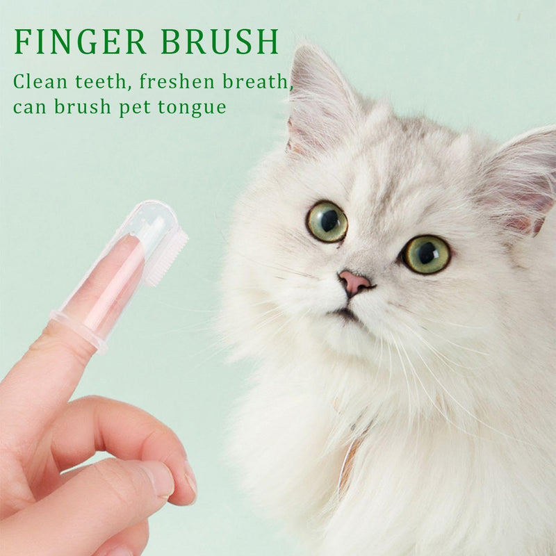 Pack of 6 Pet Toothbrushes and 6 Pieces Transparent Finger Toothbrushes, Teeth Cleaning Tools, Dental Care Supplies, Pet Accessories