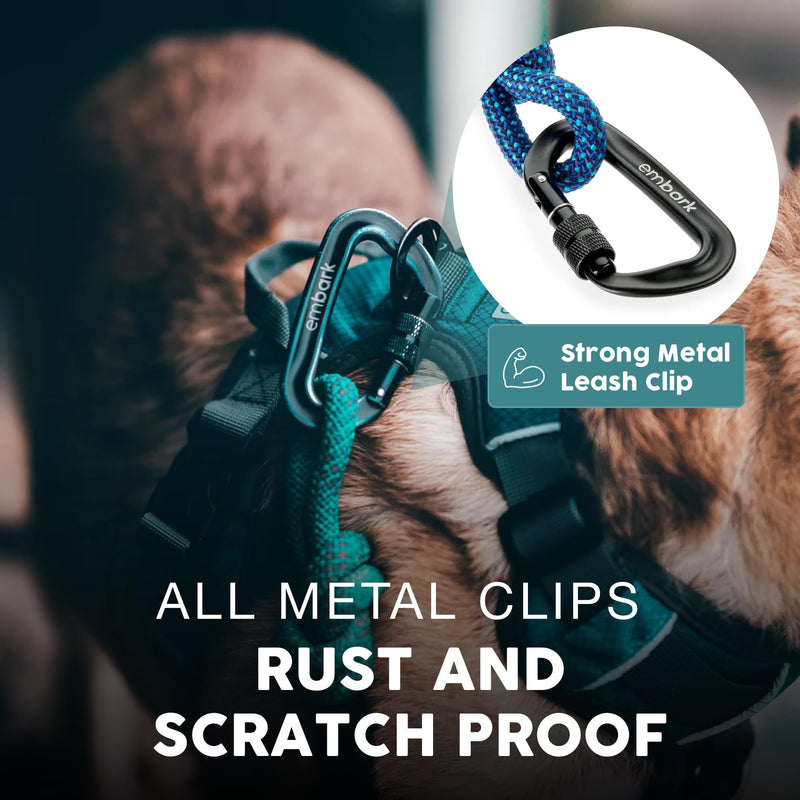 Embark Adventure Pro Leash with Mountain Climbing Rope and Carabiner. Unmatched Strength & Durability, 6ft, Colourful, and Sturdy Nylon Dog leashes for Small, Medium, Large Breed Dogs Navy Blue - PawsPlanet Australia