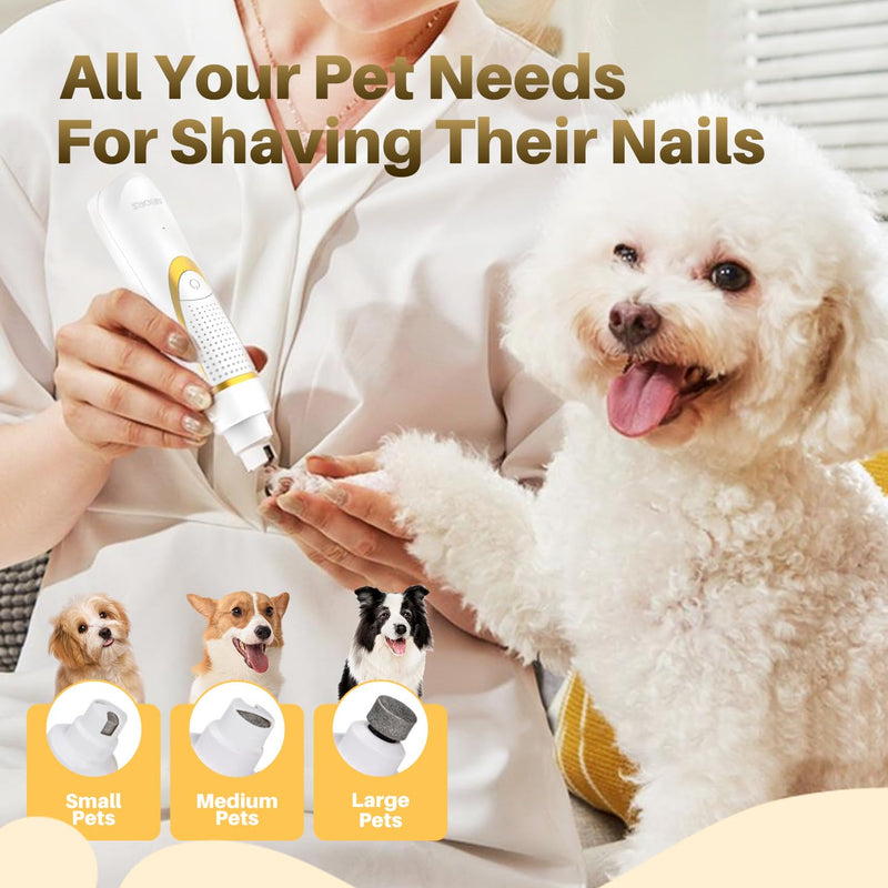 Small Dog Grooming Kit, 4 in 1 Electric Cordless Dog Paw Trimmer with Nail Grinder, Low Noise Dog Nail Trimmers, IPX7 Waterproof Small Dog Grooming Clippers for Paws, Ears, Face, Hip Hairl A-white - PawsPlanet Australia