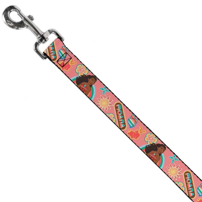 Disney Pet Leash, Dog Leash, Moana Pose and Icons Collage Pink, 6 Feet Long 1.5 Inch Wide 6 Feet Long - 1.5" Wide - PawsPlanet Australia