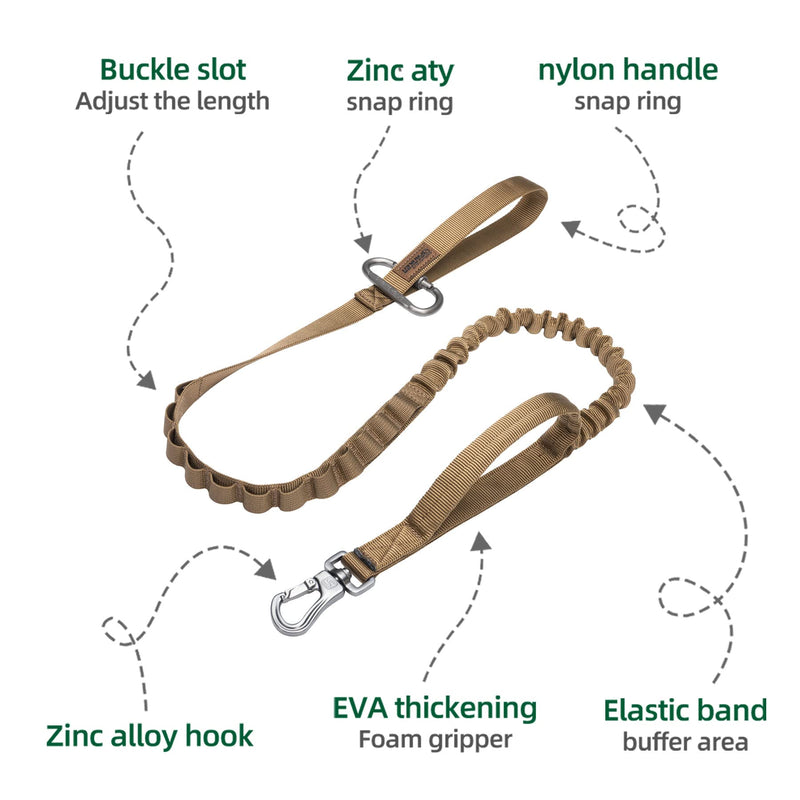 L Size Tactical Dog Collar Nylon Adjustable Military Collar Tactical Bungee Dog Leash Military Adjustable Leash - PawsPlanet Australia