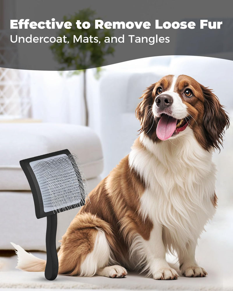 Professional Pet Slicker Brush for Long Haired Dogs&Cats Large Grooming Tool for Dematting, Detangling, Removes Loose Fur,Suitable for Doodles,Poodles,Goldendoodle, Labradoodle, Long Thick Curly Coats Black - PawsPlanet Australia