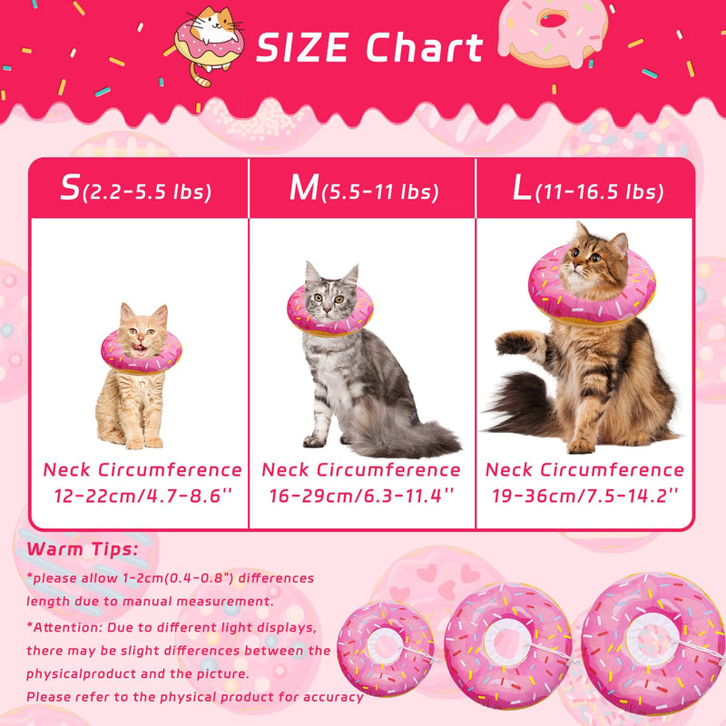Cat Cone Soft Collar, Adjustable Cat Recovery Collar for Small Medium Large Cats, Cute Donut E Collar After Surgery, Anti-Lick Wound Healing Elizabethan Collar for Kittens (Donut Pink, Small) Donut Pink - PawsPlanet Australia