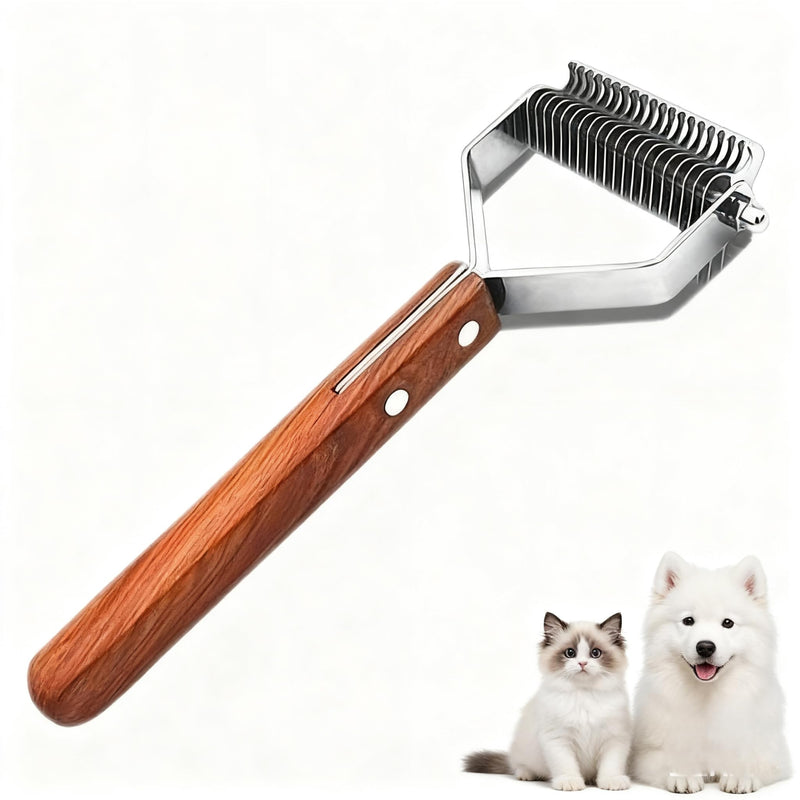 Wooden Cat and Dog Comb - Double Sided Detangling Brush for Pets, Removes Knots and Dead Hair - PawsPlanet Australia