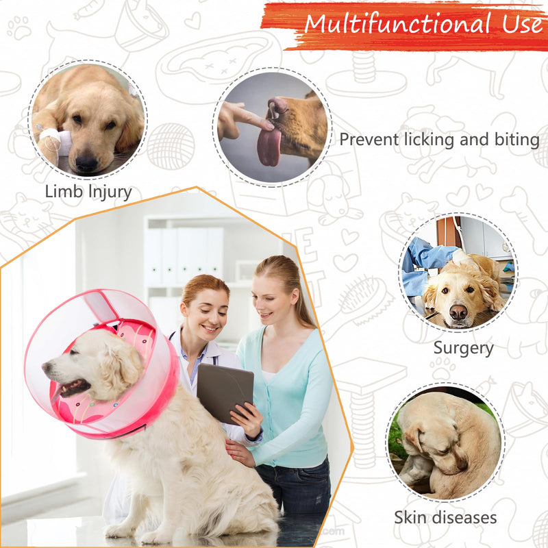 Inflatable Dog Cone Collar for Large Medium Small Dogs, Soft Dog Donut Collar Adjustable Recovery Cone for Pets After Surgery, Extra Enhanced Anti-Licking Guard Shield (Pink Donut, Large) Pink Donut - PawsPlanet Australia