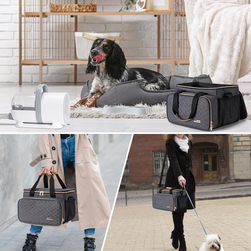 Dog Grooming Vacuum Bag, Pet Grooming Kit Bag Perfect for Dog Hair Vacuum & Grooming Tool Kit Accessories- Grey Gray - PawsPlanet Australia