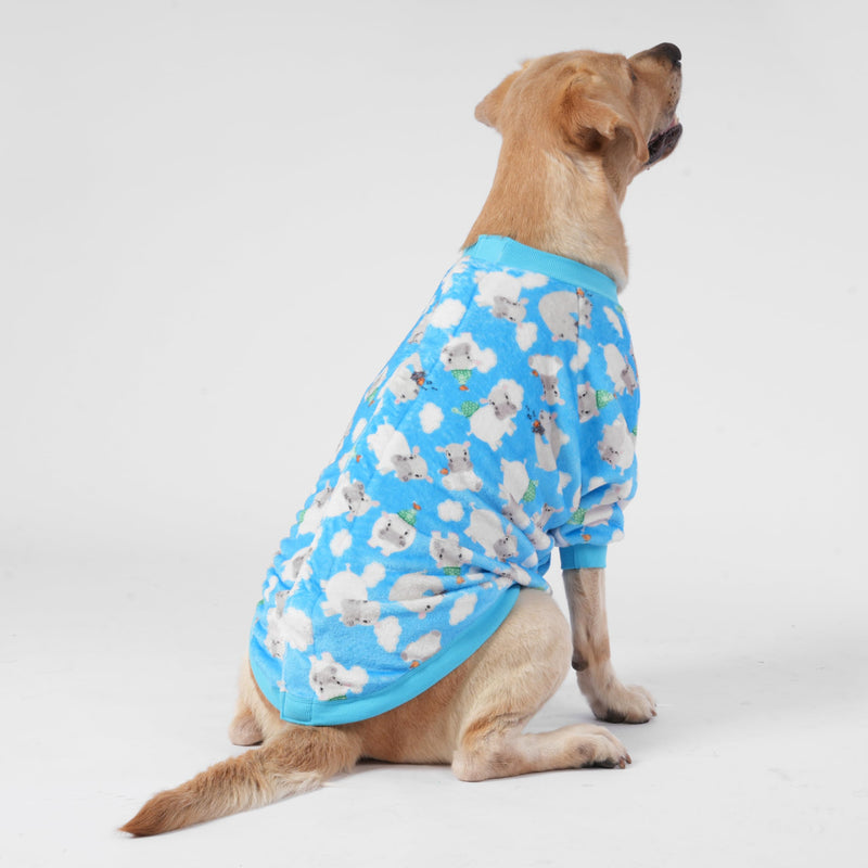 LovinPet PJS for Pit Bulls - Warm Pajamas for Dogs, Soft & Upgraded Lightweight Fabric Blue Happy Tossed Hippo Prints Clothes, Fashionable Dog Flannel Shirt, Suitable for Large Dog Breeds, Blue L Hippo Blue - PawsPlanet Australia