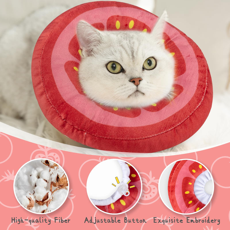 ANWA Adjustable Cat Cone Collar Soft, Cute Cat Recovery Collar, Cat Cones After Surgery for Kittens Medium (7-18 lbs) Tomato - PawsPlanet Australia