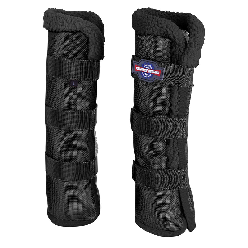 Harrison Howard Horse Fly Boots with Fleece Trim Long-Lasting Breathable Cool Mesh Adjustable Closure Full (Large) Classic Black