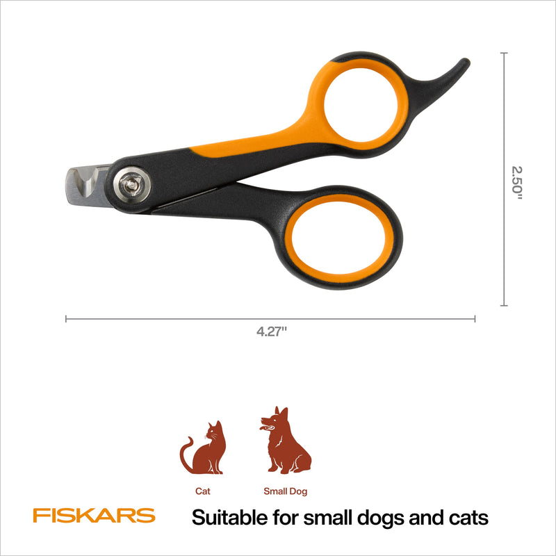 Fiskars Pet Small Pet Nail Clippers, Cat and Dog Nail Trimmers for Grooming, Pet Supplies with Precision Stainless Steel Blades & SoftGrip Handle, 4.25”, Orange/Black S - PawsPlanet Australia