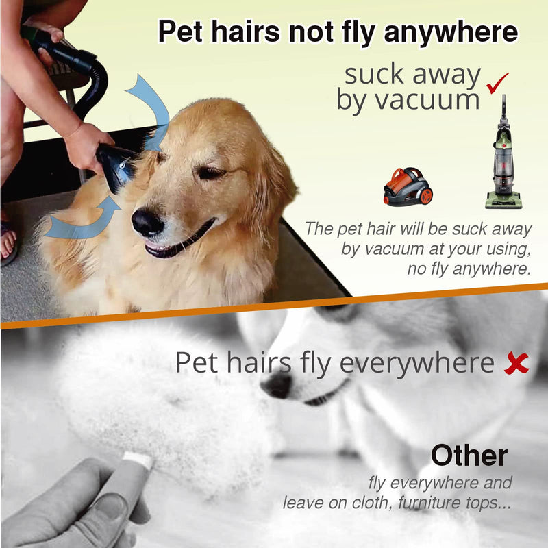 Pet Vacuum Grooming Remover Hair Comb Brush Attachment - Shedding Deshedding Tool Kit for Dogs, Cats with most vacuum brands