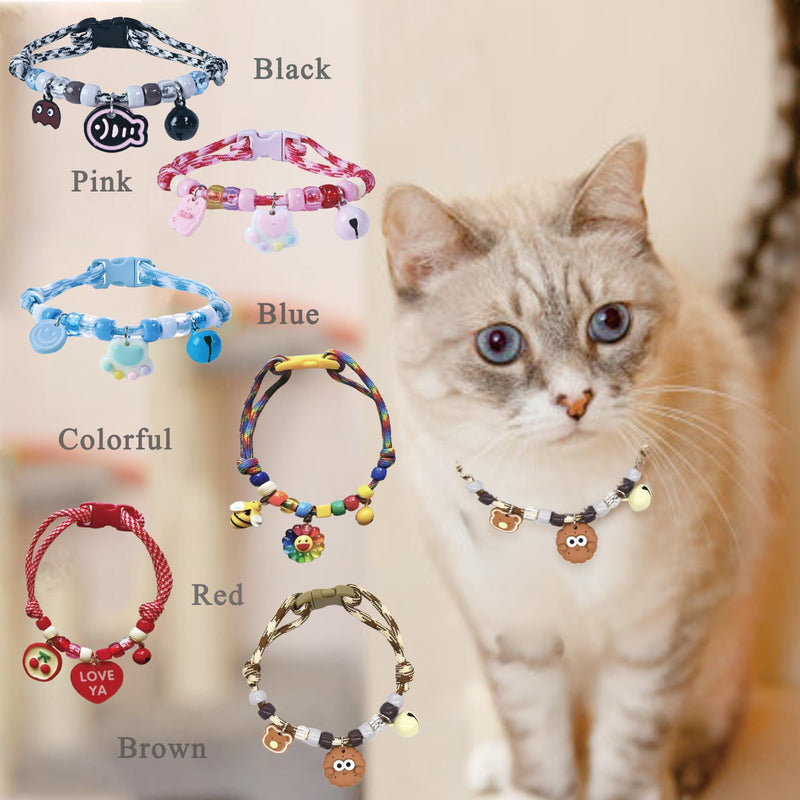 Breakaway Cat Collar with Bell Adjustable Length Collar for Small Dog & Cat(Black) Black - PawsPlanet Australia