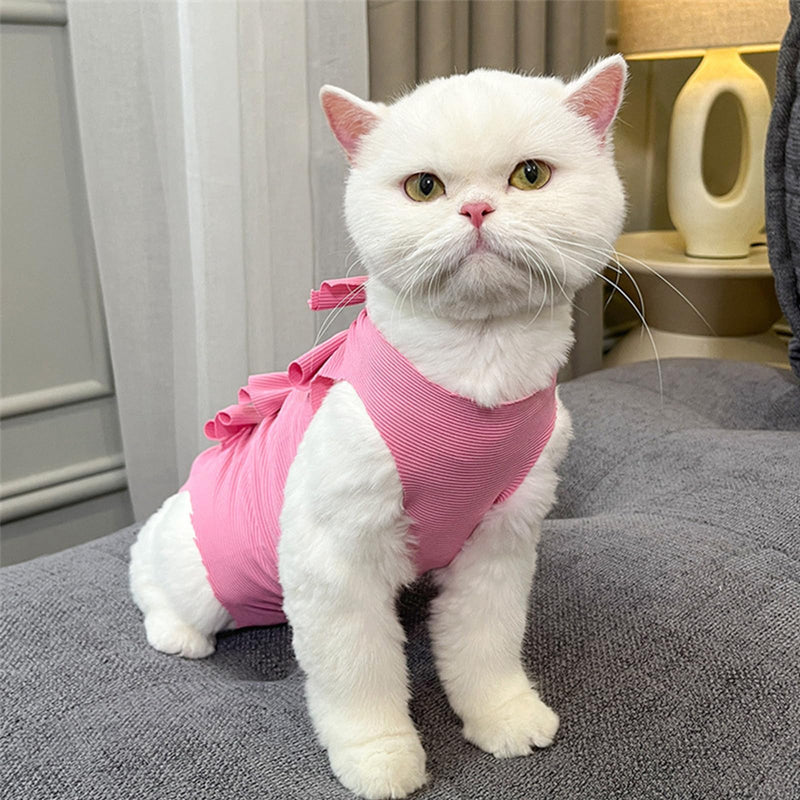 2 Pcs Cat Recovery Suit, Soft Post Surgery Onesie, Anti Licking for Abdominal Wounds, E-Collar Alternative