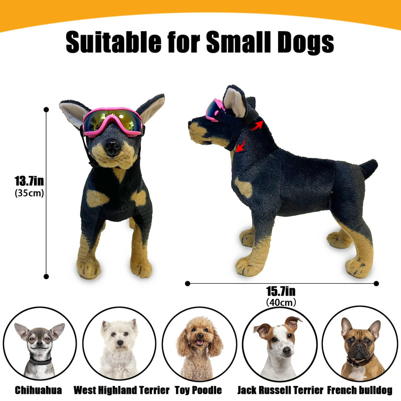 Mitubati Dog Goggles Small Breed Dog Sunglasses with Adjustable for UV Protection Eyewear Doggy Doggie Puppy Glasses Anti-Fog Wind Dust Snowproof (Pink Frame Red Lens) Pink Frame Red Lens - PawsPlanet Australia