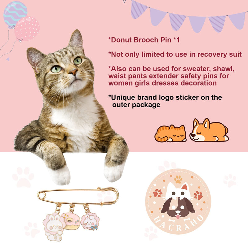 Cat Recovery Suit, 1 Pack Donut Pattern Cotton Cat Wound Surgery Recovery Suit Soft After Recovery Surgery for Small Cats and Dogs, M Donut with Drawstring Medium