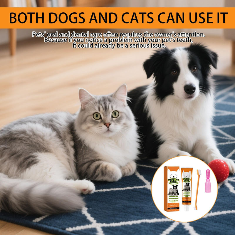 Cat Dental Care Set with Cat Toothpaste, Toothbrush Cats and Finger Toothbrush, Toothpaste Cat Gentle Formula, Helps Reduce Plaque, Fresh Breath, for Dogs and Cats