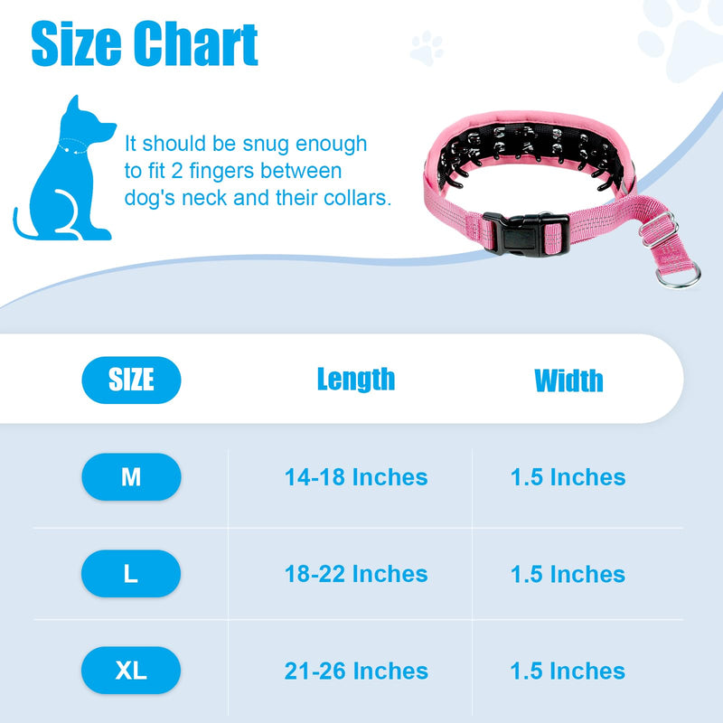 Lightweight Prong Collar for Dogs, Reflective No Pull Dog Collar | Adjustable Size Dog Pinch, Breathable Woven Fabric Air Grid Technology, Martingale Collar for Dogs Training（Pink-XL） Pink XL(21"-26")