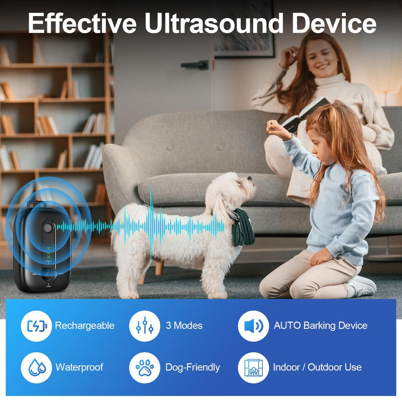 YEOWWW! Anti Barking Device for Dogs, Rechargeable Ultrasonic Dog Barking Control Devices with 3 Modes, 33 FT Barking Silencer Sonic Barking Deterrent Indoor/Outdoor Safe for Dog & People B