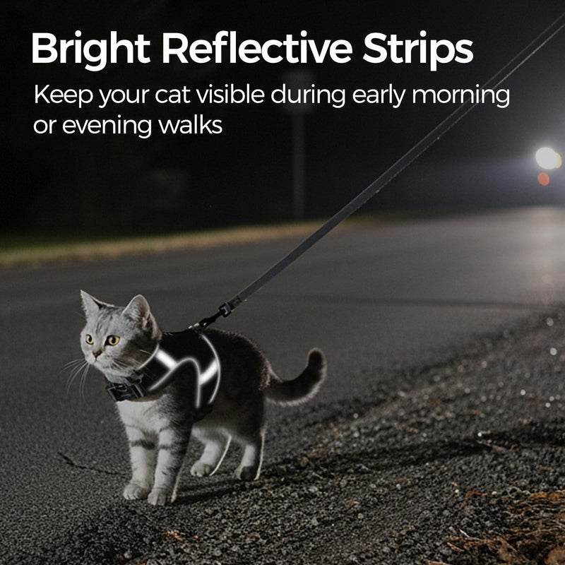 Cat Harness and Leash Escape Proof Kitten Harness Cat Leash for Walking Travel Service Cat Vest, Grey, X-Large - PawsPlanet Australia