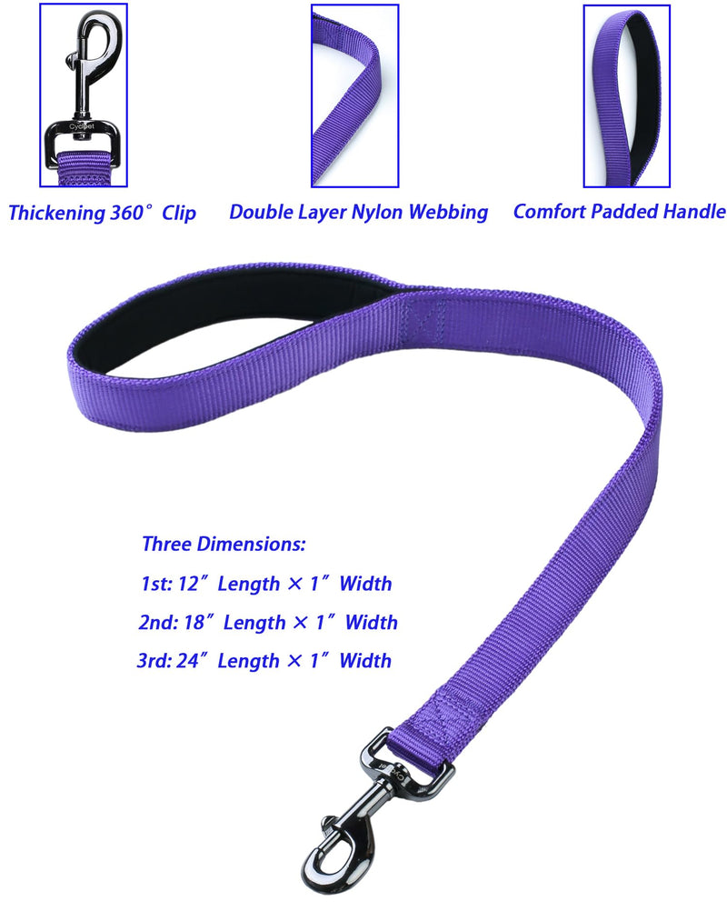 Advanced Dog Short Leash 24 Inches with Sturdy Nylon and Soft Padded Handle Lead for Large Medium Breed Dogs Daily Use Walking,Training etc (24 Inches, Ultra Violet)