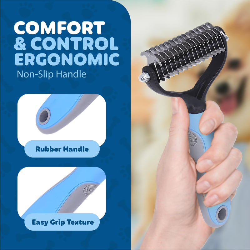TIROL SUPPLIES Original Pet Grooming Rake - Ergonomic Non-slip Undercoat Rake for Dogs & Cats - Double-Sided Deshedding Dematting Tool - Extra-Wide Dog Grooming Brush & Deshedder Comb for Long Hair - PawsPlanet Australia