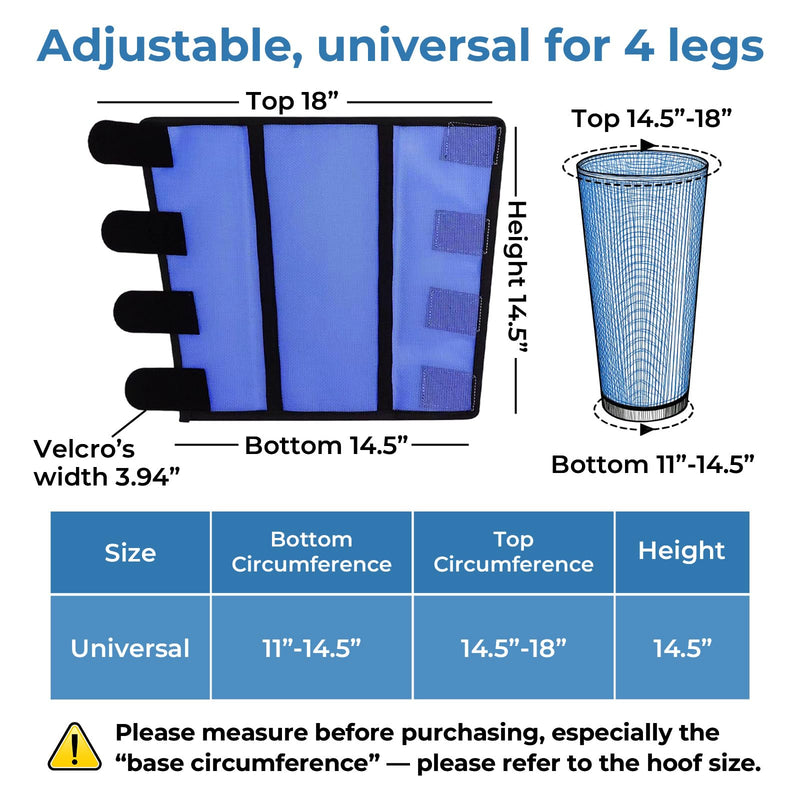 Mesh Horse Fly Boots Set of 4，Adjustable and Universal Loose Fitting & Non-Slip Horse Fly Leggings for Horses,Reduce Stressful Stomping (Blue) Blue