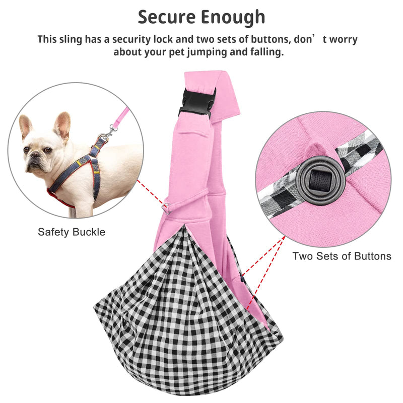 CUBY Dog and Cat Sling Carrier, Hands Free Reversible Pet Papoose Bag, Soft Pouch Adjustable, Suitable for Puppy Cats for Outdoor Travel (Pink, M-Adjustable Strap) Pink - PawsPlanet Australia