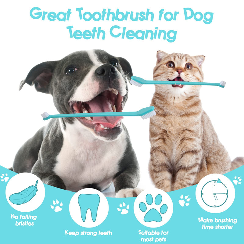 Newday 50 Pack Dual Ended Long Dog & Cat Toothbrush, Pet Safe Super Soft Bristles for Pet Dog Puppy Kitten Dental & Oral Care Teeth & Gums, Pet toothbrushes in Box, Bulk Individual polybag (Colorful) 50 Pcs-colorful