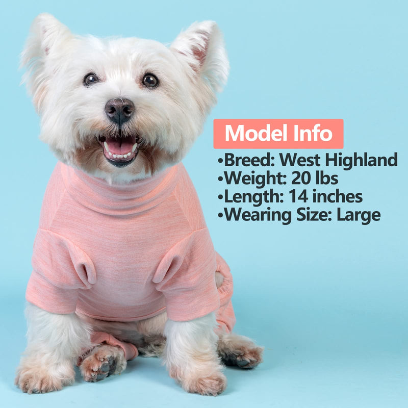 KYEESE Dog Pajamas Turtleneck Stretchy Dog Pjs Super Soft Velvet Material Dog Onesie Outfits with Bowtie Dog Cold Weather Coat Medium (7-11lbs) Pink - PawsPlanet Australia