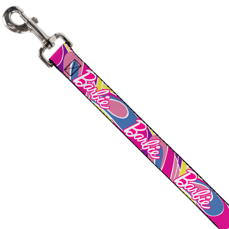 Mattel Durable & Stylish Dog Leash with Snap Closure, Barbie Script Signature Logo Abstract Multi Color White, 4 Feet Long 1.0 Inch Wide 4 Feet Long - 1" Wide