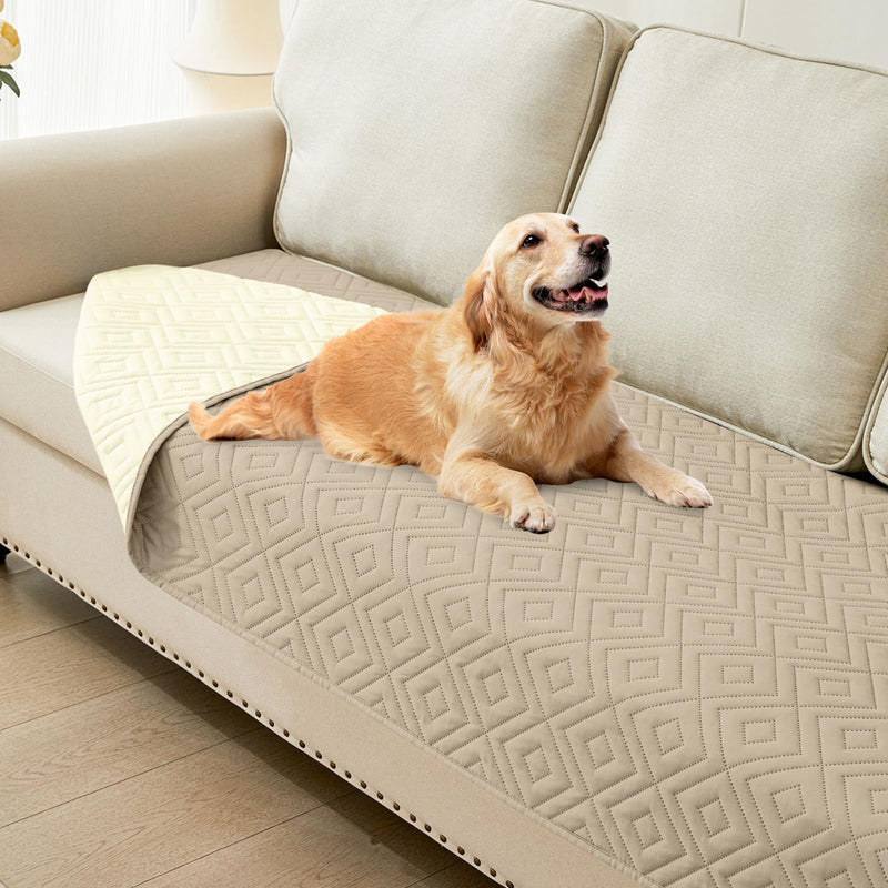 hyha Waterproof Dog Bed Blanket, Soft Pet Blankets 30x70 Inch and 68x82 Inch in Taupe/Beige, 2 Item Bundle - PawsPlanet Australia
