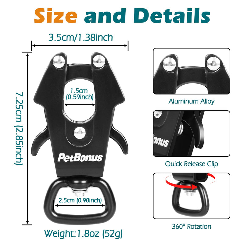 PetBonus 2 Pcs Frog Clip Dog Leash Clasp, 360 Degree Swivel Quick Release Metal Carabiner, Heavy Duty Safety Lead Connector for Linking Pet Collar Dog Harness - PawsPlanet Australia