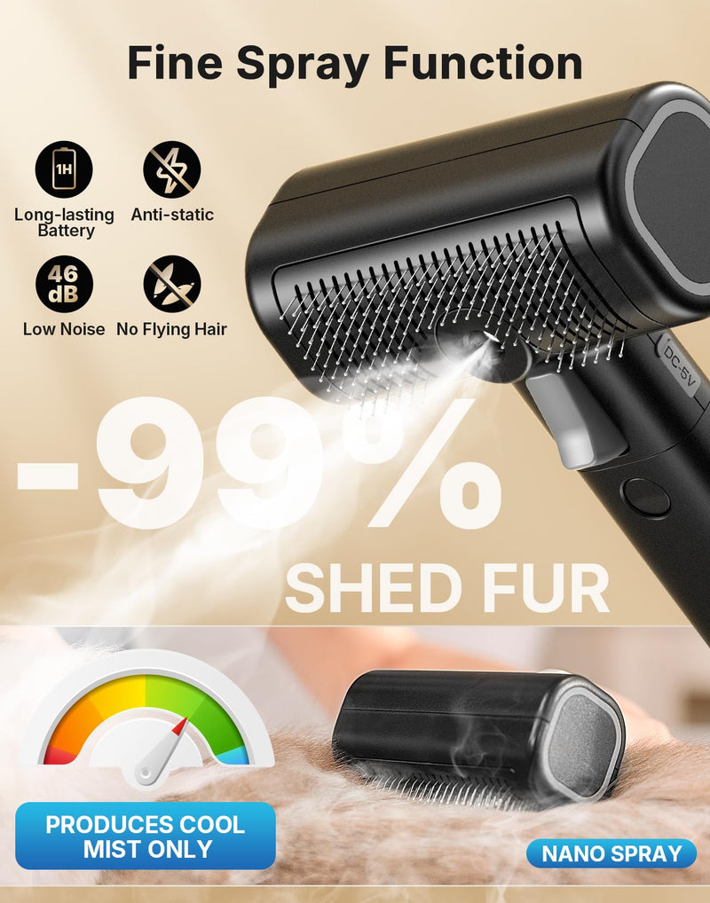 5-in-1 Cat Steam Brush & Gromming Rakes, Cat Comb for Long or Short Haired Indoor Cats, Dog Hair Spritz Comb for Deshedding and Untangling, Pet Brush for Dog Kitten Rabbit Massage
