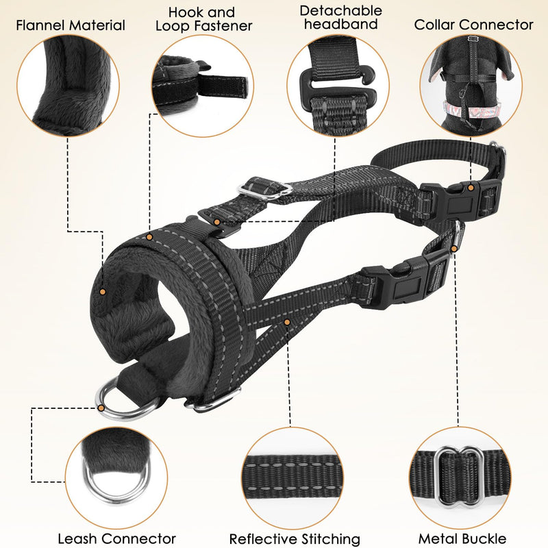 SlowTon Soft Dog Muzzle, Adjustable Padded Nylon Muzzle for Large Medium Dogs Anti Chewing Barking Biting, Allow Dog Pant & Drink（Black,Large Black with Overhead Strap - PawsPlanet Australia