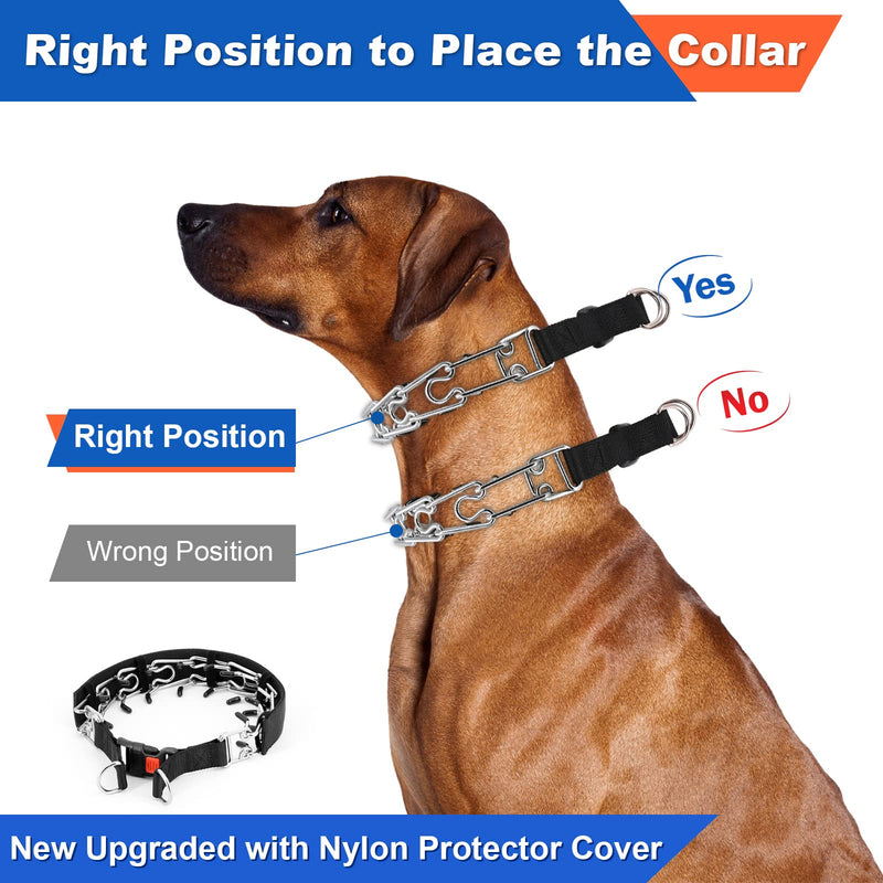 Supet Dog Prong Collar, Dog Choke Collar Adjustable Dog Pinch Collar with Quick Release Buckle/Nylon Cover for Small Medium Large Dogs Black M (Neck:16''-18'' Weight Around:50 lbs) - PawsPlanet Australia