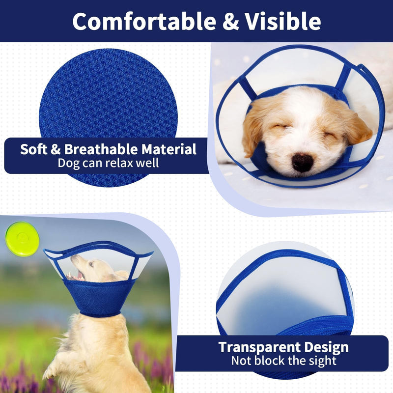Allroaring Dog Cone Collar, Soft Dog Cones for Medium Dogs After Surgery, Adjustable Pet Cone for Dogs to Stop Licking, Breathable Doggie Elizabethan Collar for Wound Care Spay Neuter, Blue M Medium (Neck Girth: 11" - 14.1")