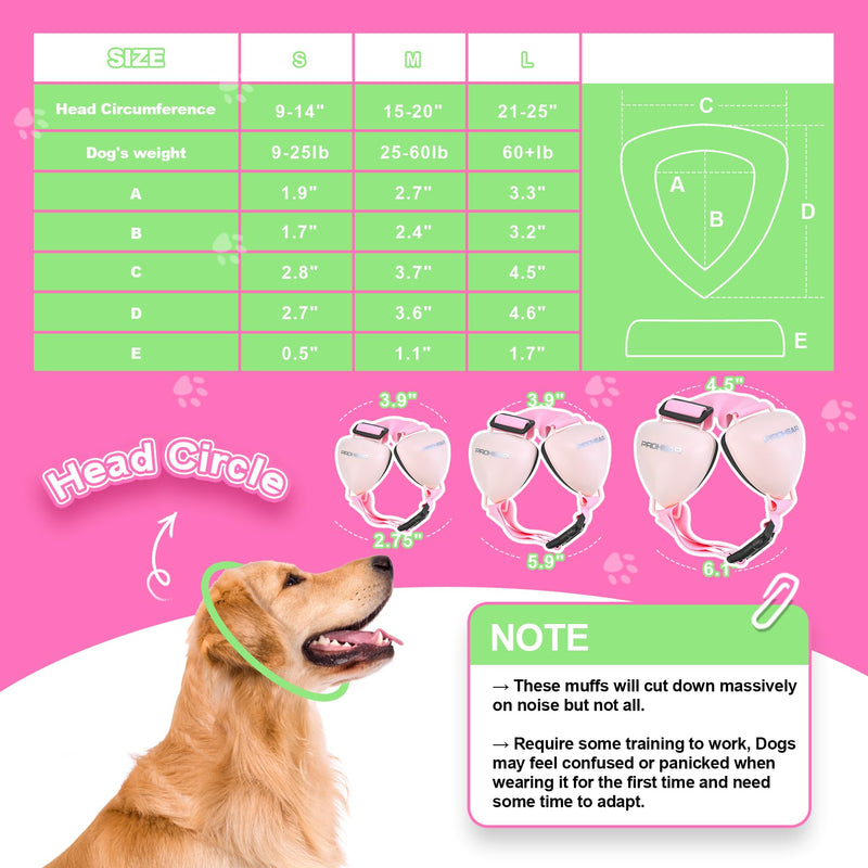 PROHEAR Ungrade GEL Pads Dog Ear Muffs Hearing Protection for Dogs, NRR 28dB for Thunder, Hunting, Tourism,Small - Pink S, Pink - PawsPlanet Australia