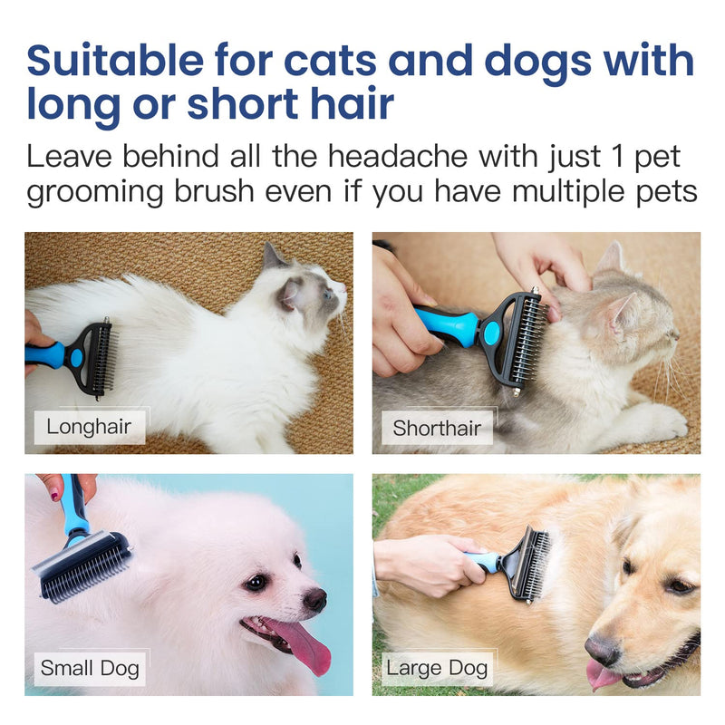 Potaroma Versatile Pet Grooming Brush, Double Sided Shedding and Dematting Undercoat Rake, Reduces Shedding by up to 95% Professional Deshedding Comb Tool for Dogs and Cats (Medium) Medium - PawsPlanet Australia