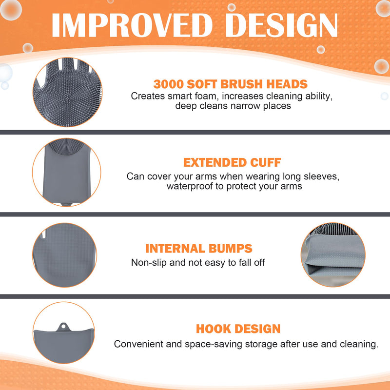 Pet grooming gloves,Dog washing gloves with High-Density Teeth with Five Finger Design to bathing and Massage for Dog Gray - PawsPlanet Australia