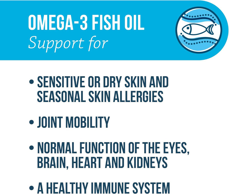 Omega 3 Fish Oil for Dogs, High Natural Omega-3, DHA, EPA Fish Oil Supplements for Pets, Supports Dog Dry Skin, Itching & Shedding - Strengthen Immune, Heart, Hip & Joint Health - 60 Counts - PawsPlanet Australia