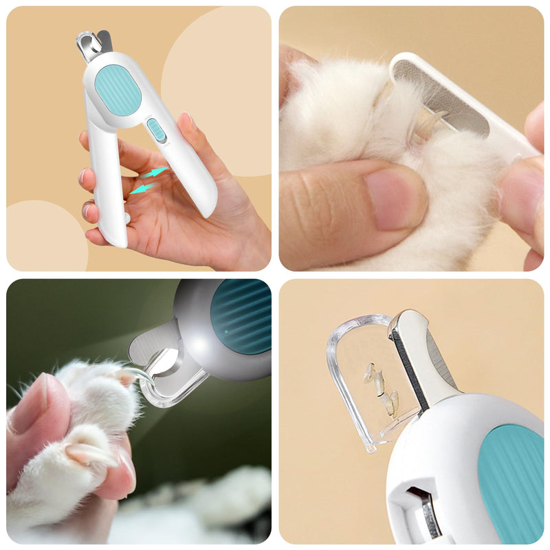 Odoland Cat Nail Clipper with LED Light and Nail File, Dog Claw Trimmer with Bright Light to Avoid Excessive Cutting - Pet Grooming Tool for Tiny Dog Cat Kitten Bunny Rabbit Blue - PawsPlanet Australia