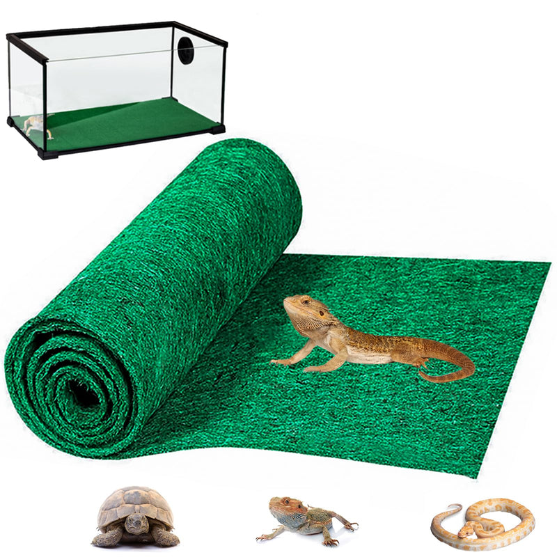 HERCOCCI Reptile Carpet, 39’’ x 20’’ Terrarium Bedding Substrate Liner Reptile Cage Mat Supplies for Bearded Dragon Lizard Tortoise Leopard Gecko Snake (Green) Green