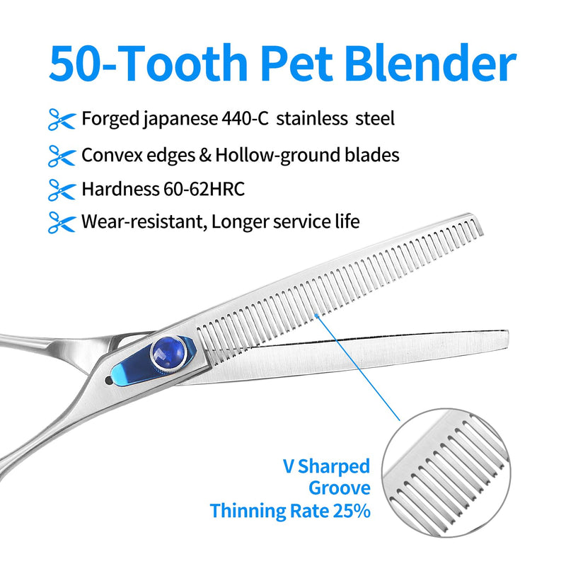 7.5'' Thinning Shears for Dogs Professional Dog Thinning Shears for Grooming, Japan 440C Stainless Steel Shears,Sharp, Fluffy Heavy Duty Blending Scissor for Pets 7.5 - PawsPlanet Australia