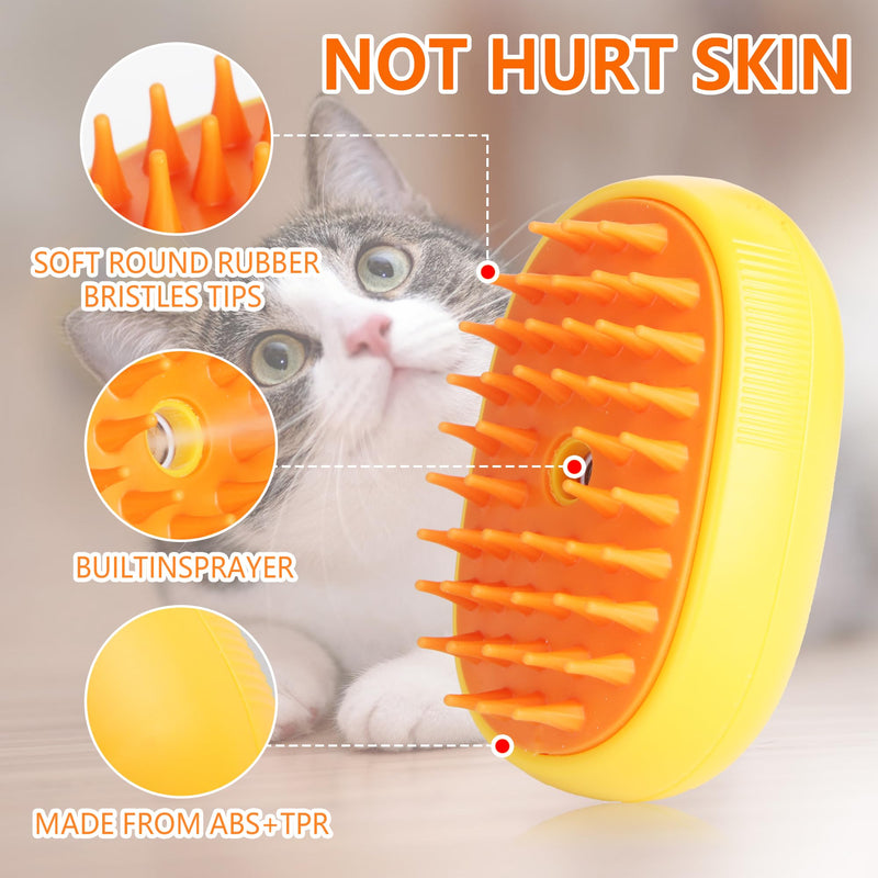 3 in 1 Cat Steam Brush for Shedding Spraing Cleaning and Massaging Dog Pet Hair Brush (White) White - PawsPlanet Australia