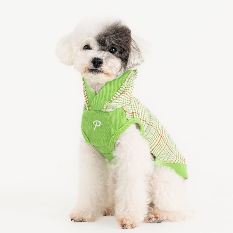 Puppia Daylan Dog Shirt Hooded Trendy Fashionable Cute Dog Apparel for Small and Medium Dogs, Green, Medium Green_Daylan - PawsPlanet Australia