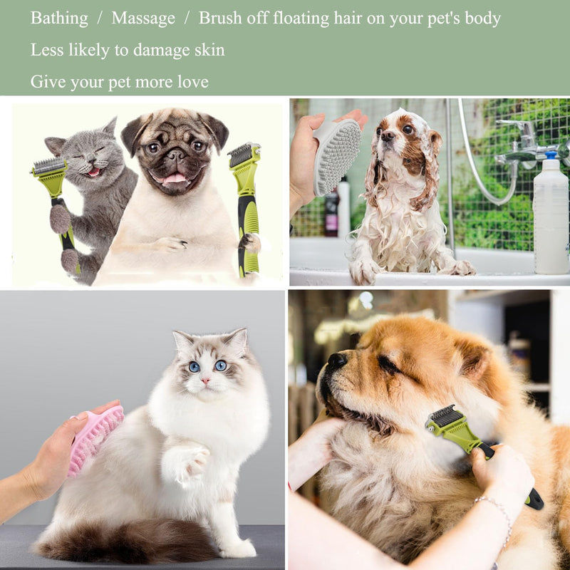 Pet Dematting Comb - 2 Sided Undercoat Rake for Cats & Dogs - Safe Grooming Tool for Easy Mats & Tangles Removing - Medium and Long Haired Cats Dogs Brush for Shedding. (Pink) Pink - PawsPlanet Australia