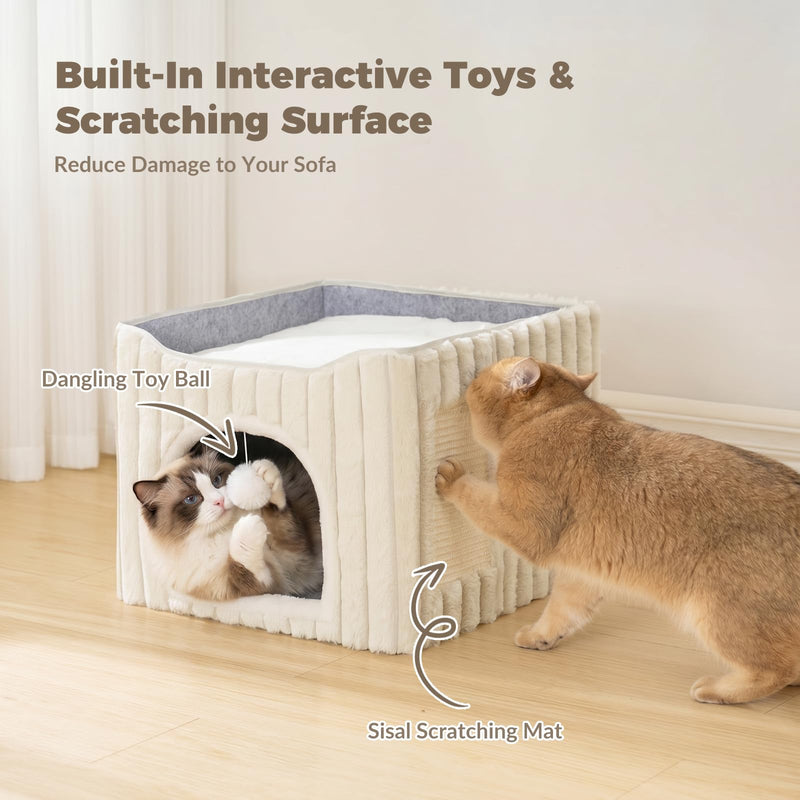 Avont Cat Recovery Suit After Surgery Bundle with 3-in-1 Cat House, Foldable Enclosed Cat House