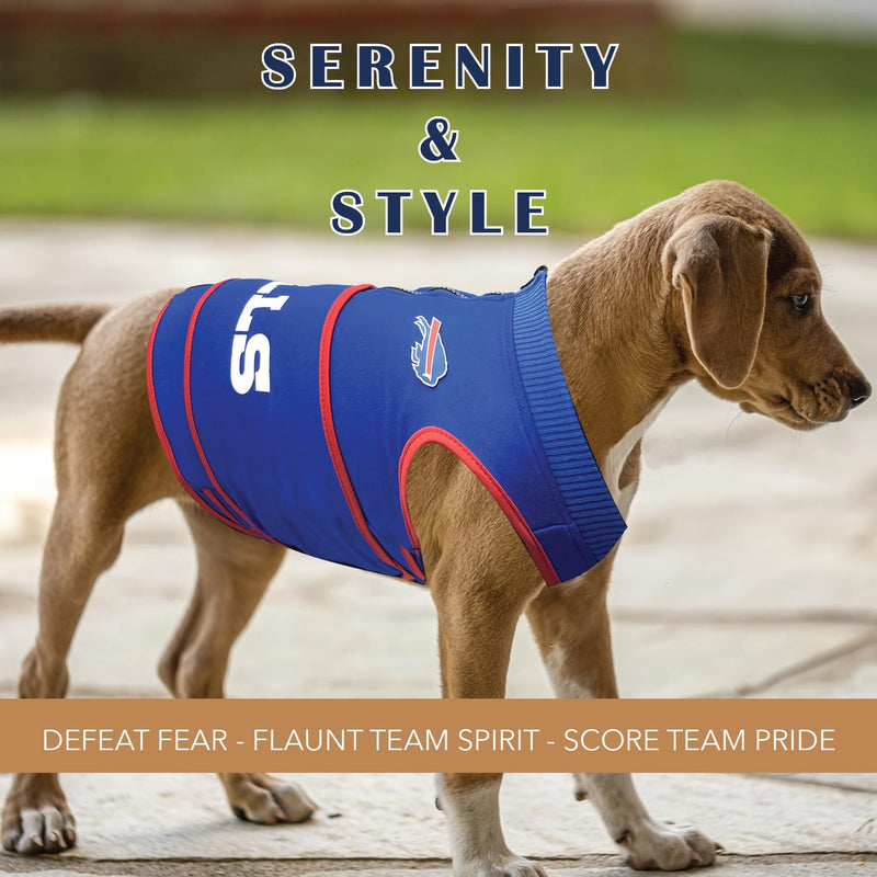 NFL BUFFALO BILLS Dog Anxiety Shirt Calming Soothing Solution Vest, for Dogs & Cats with Anxiety, Fears, Fireworks, Loud Noises, Dark, Lonely Keeps Dogs Calm and Feeling Safe, Relaxing Jacket, X-Small Extra Small - PawsPlanet Australia